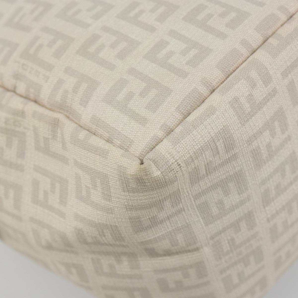 FENDI Zucchino Canvas Hand Bag PVC White Silver Auth ka4577A