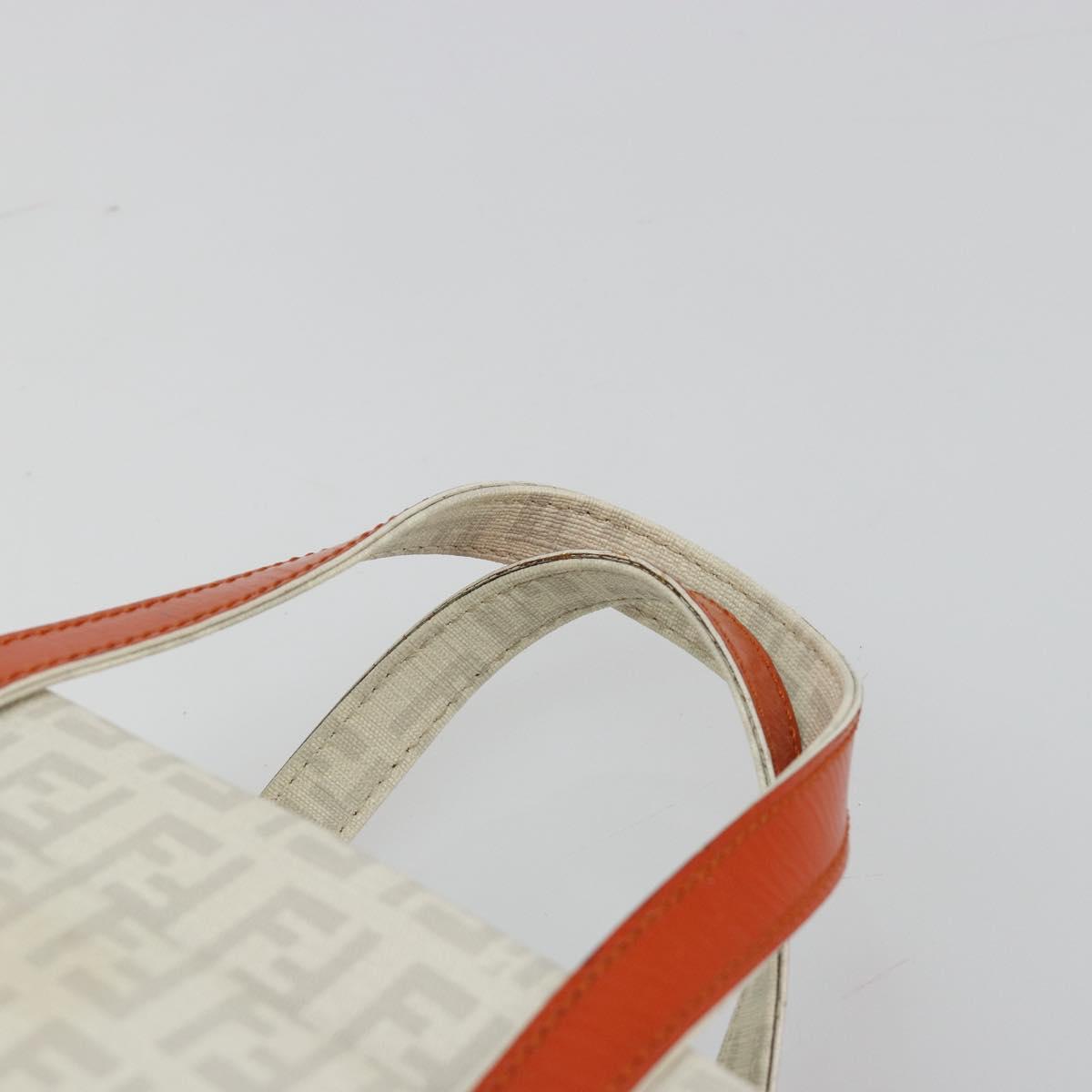 FENDI Zucchino Canvas Hand Bag PVC White Silver Auth ka4577A