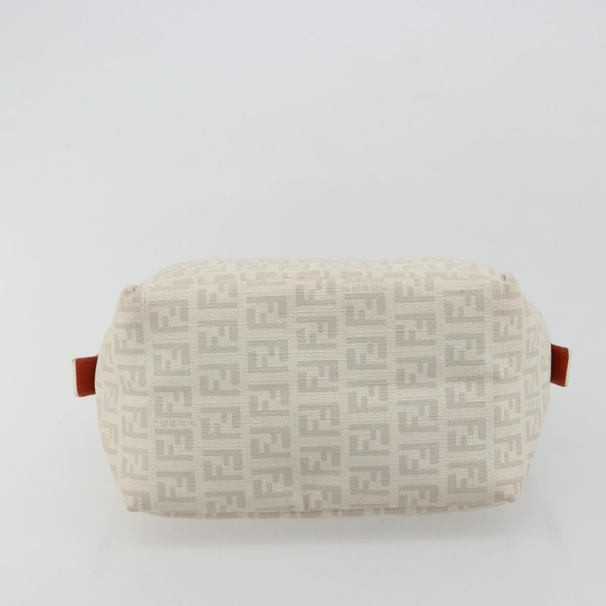 FENDI Zucchino Canvas Hand Bag PVC White Silver Auth ka4577A