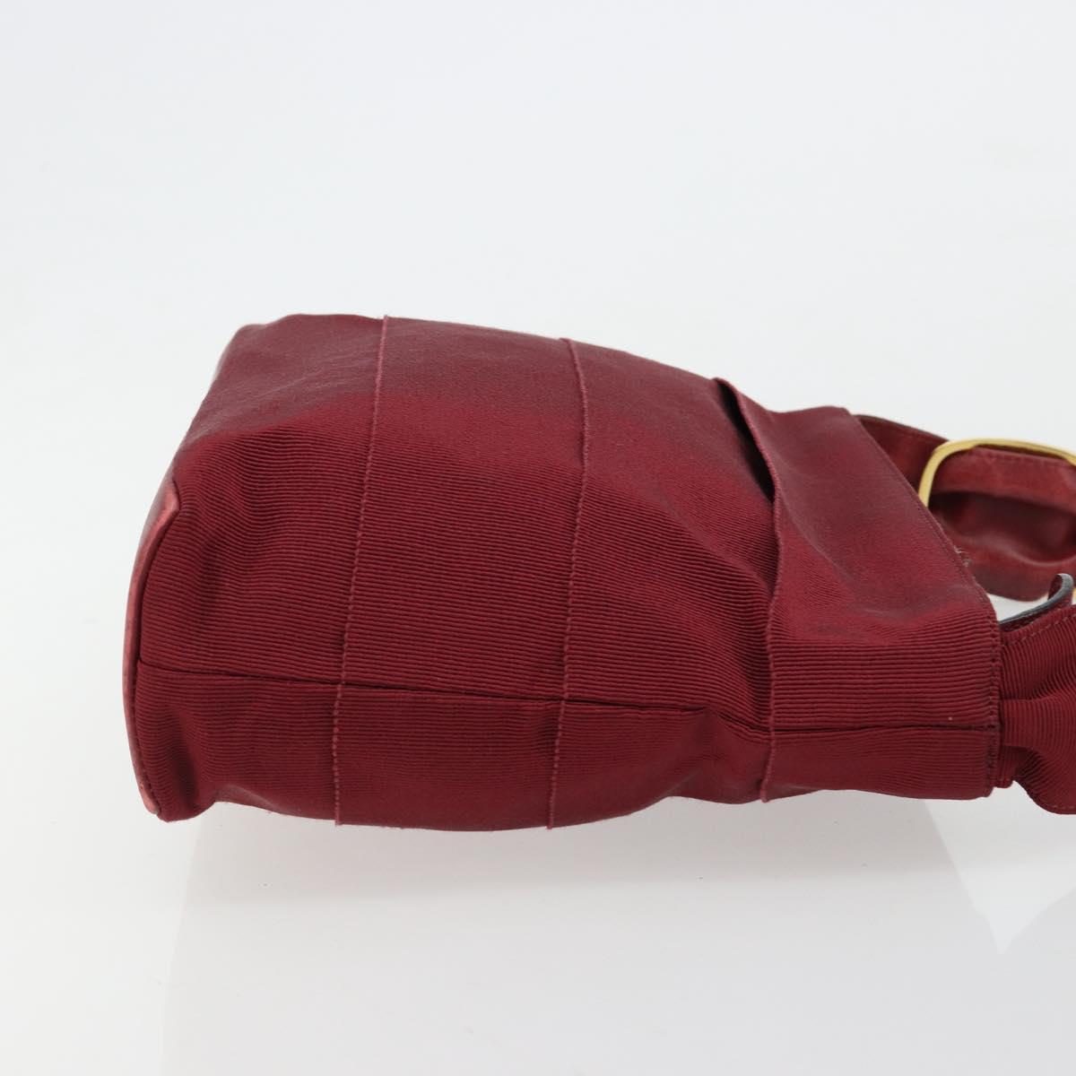 Salvatore Ferragamo Vala Shoulder Bag Canvas Leather Red Gold Auth ka4578A