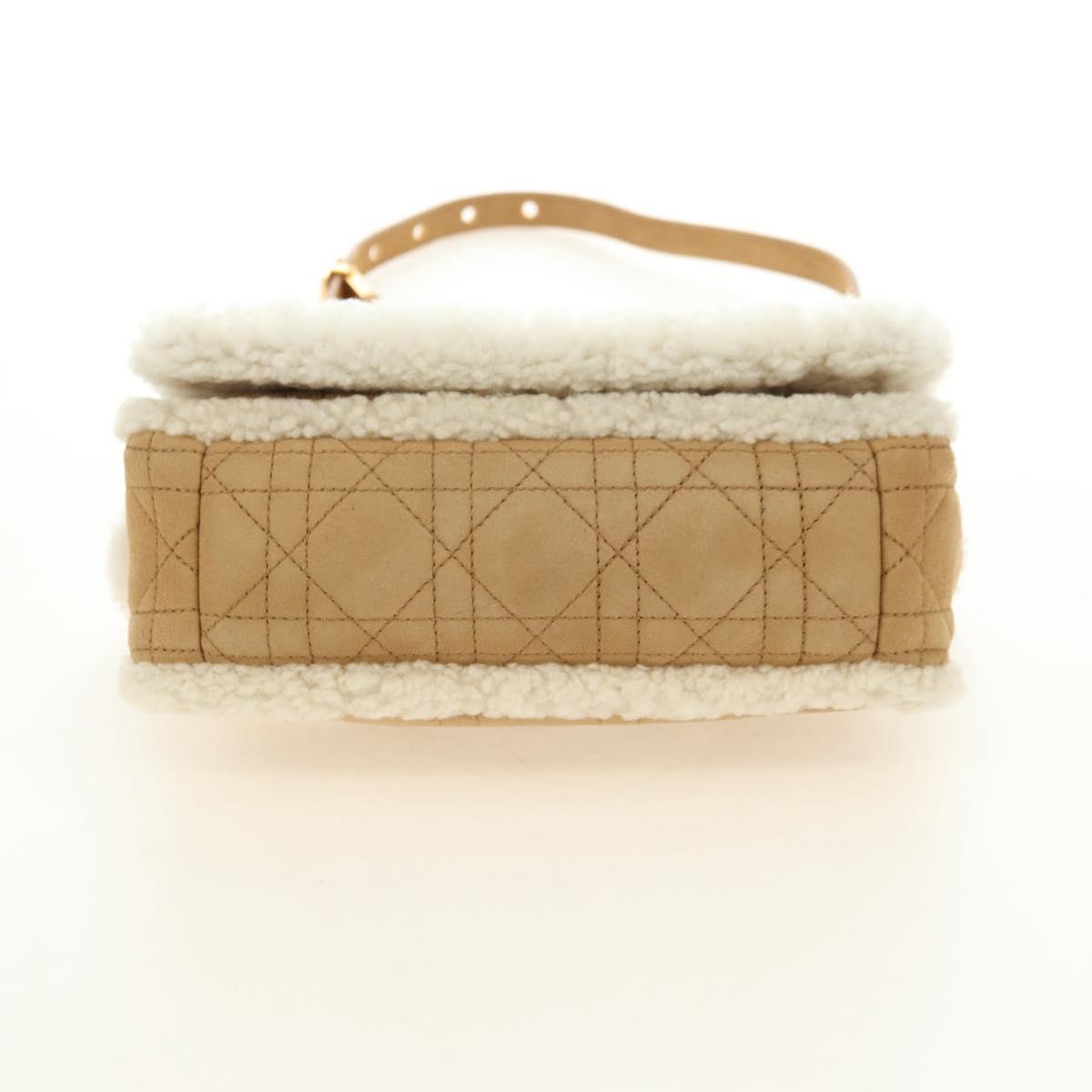 Christian Dior Caro Chain Shoulder Bag Mouton Beige Gold Auth ka4579SM