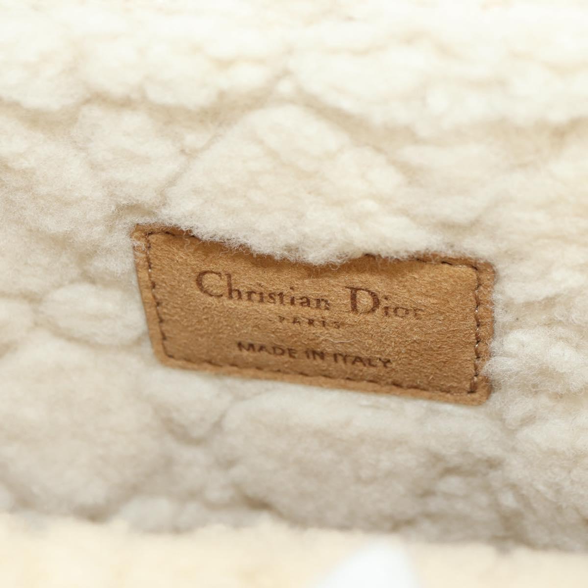 Christian Dior Caro Chain Shoulder Bag Mouton Beige Gold Auth ka4579SM