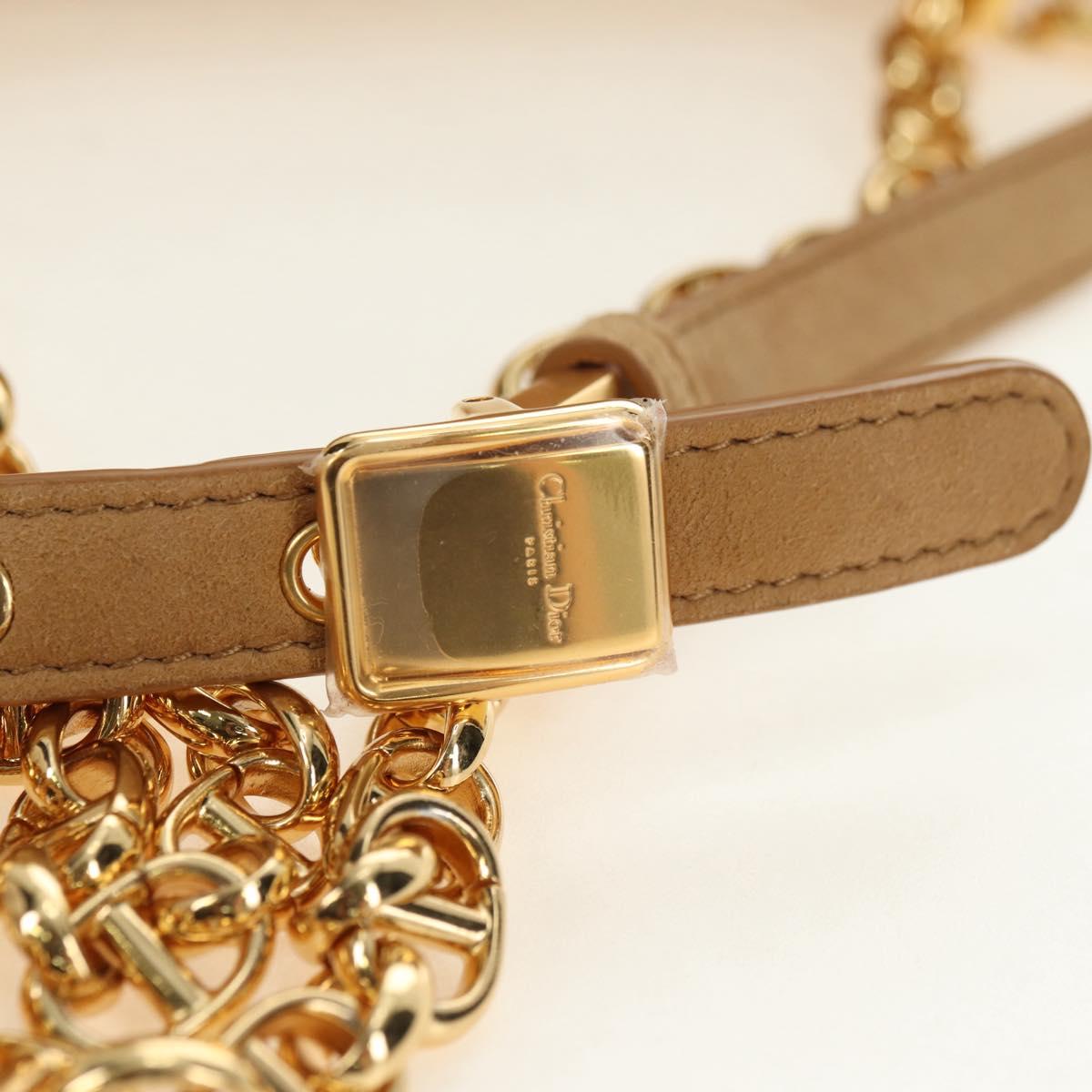 Christian Dior Caro Chain Shoulder Bag Mouton Beige Gold Auth ka4579SM