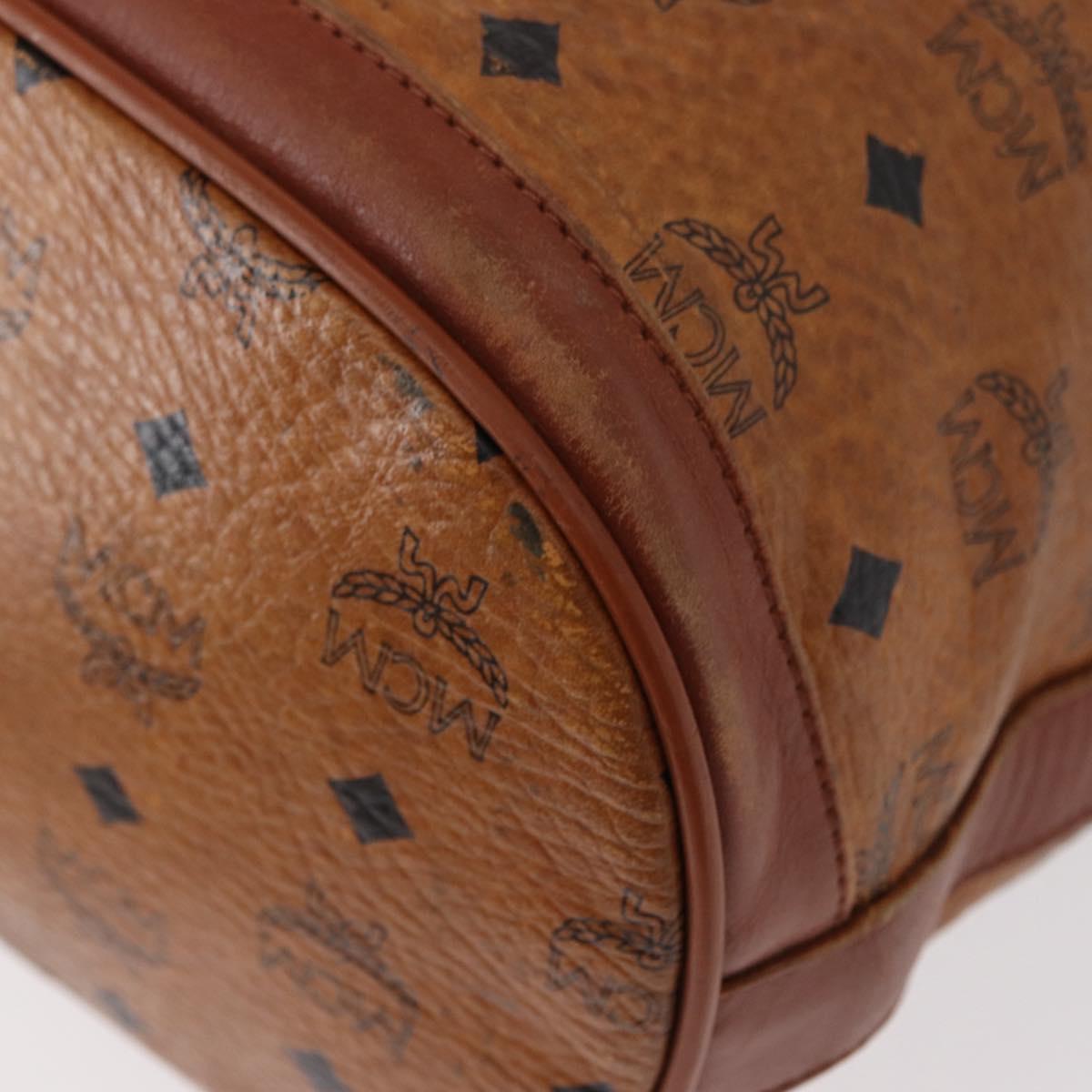 MCM Logogram Vicetos Shoulder Bag PVC Leather Brown Gold Auth ka458