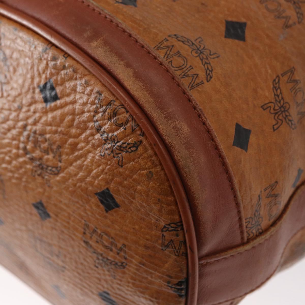 MCM Logogram Vicetos Shoulder Bag PVC Leather Brown Gold Auth ka458