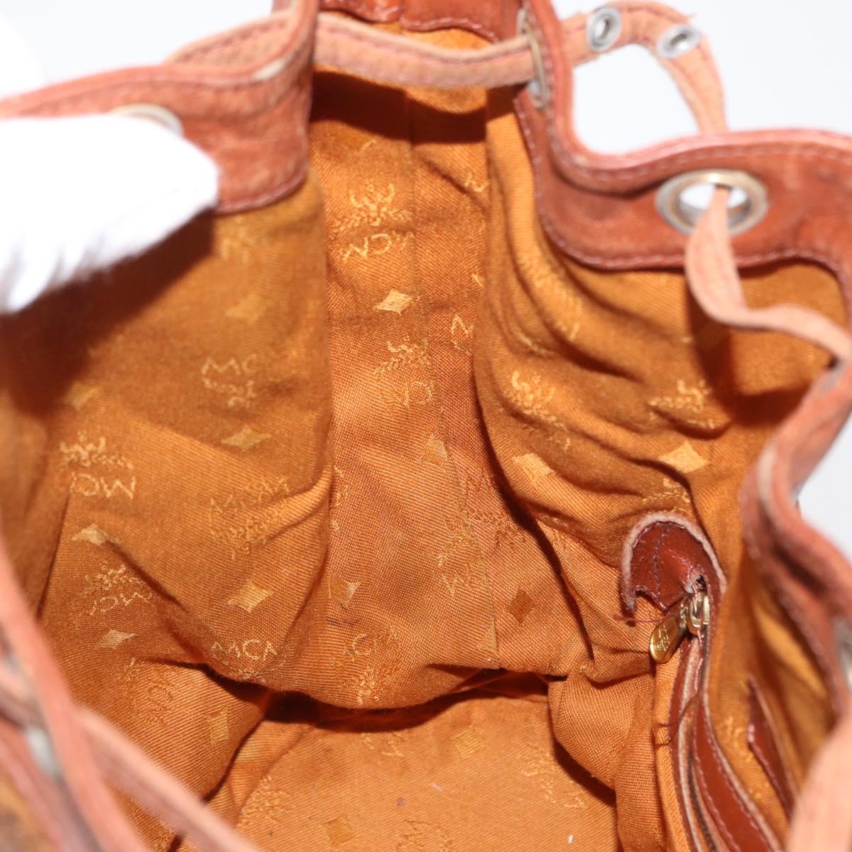 MCM Logogram Vicetos Shoulder Bag PVC Leather Brown Gold Auth ka458