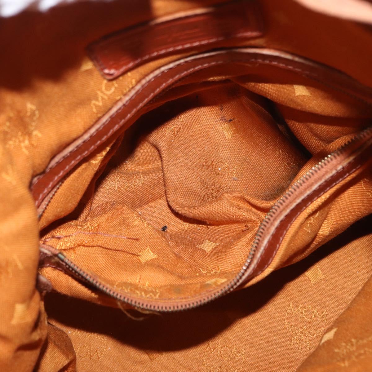 MCM Logogram Vicetos Shoulder Bag PVC Leather Brown Gold Auth ka458