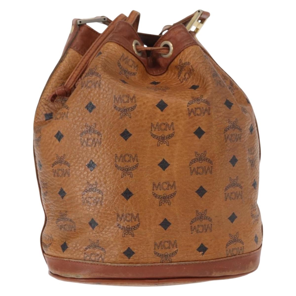 MCM Logogram Vicetos Shoulder Bag PVC Leather Brown Gold Auth ka458