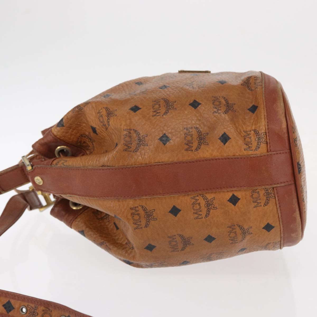 MCM Logogram Vicetos Shoulder Bag PVC Leather Brown Gold Auth ka458