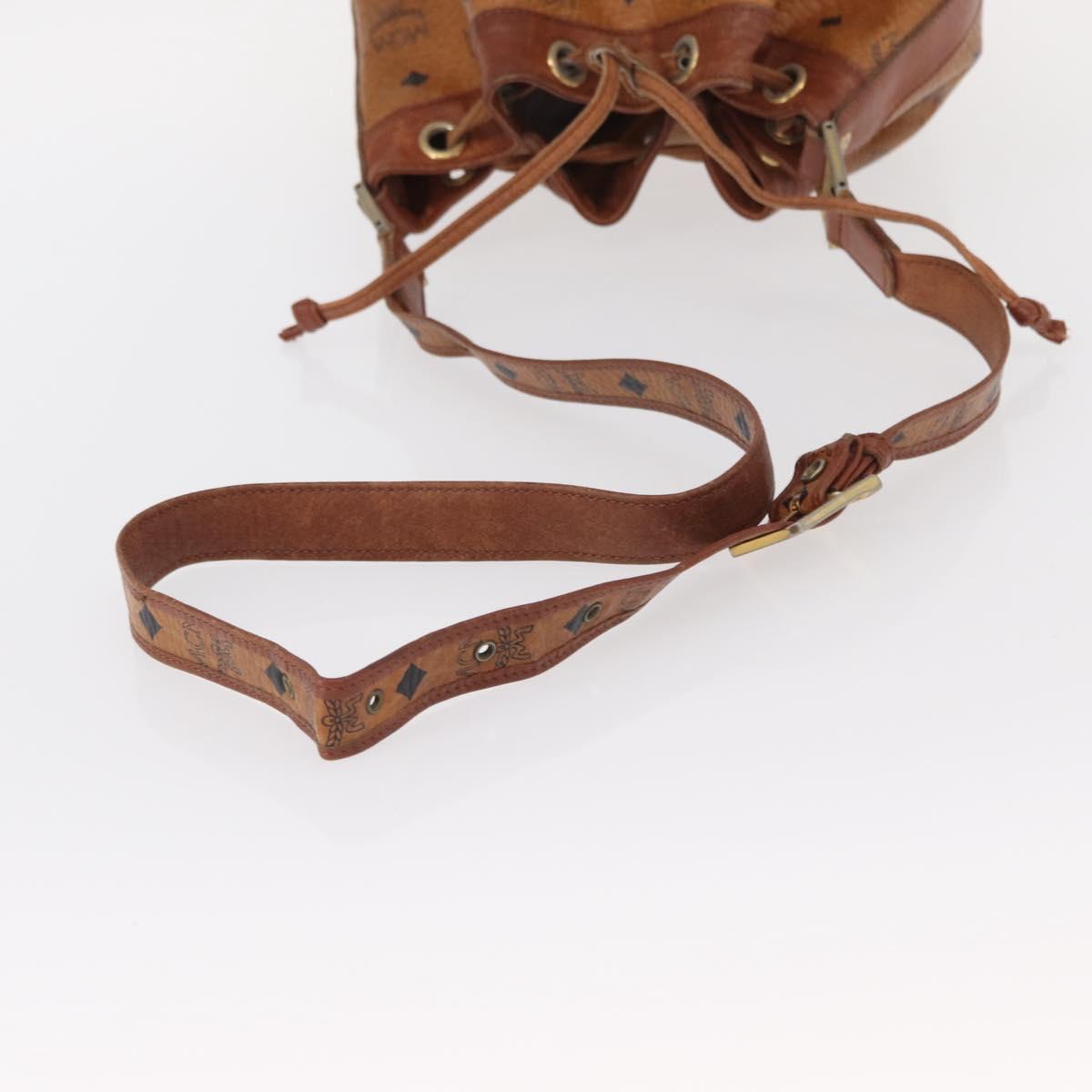 MCM Logogram Vicetos Shoulder Bag PVC Leather Brown Gold Auth ka458