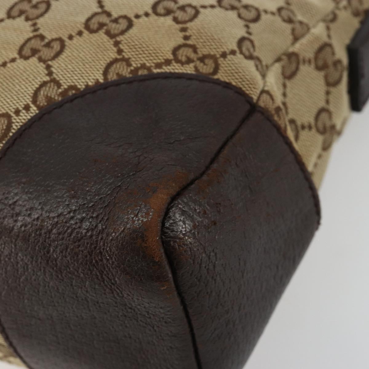 GUCCI GG Canvas Shoulder Bag Brown Silver 114273 Auth ka4581