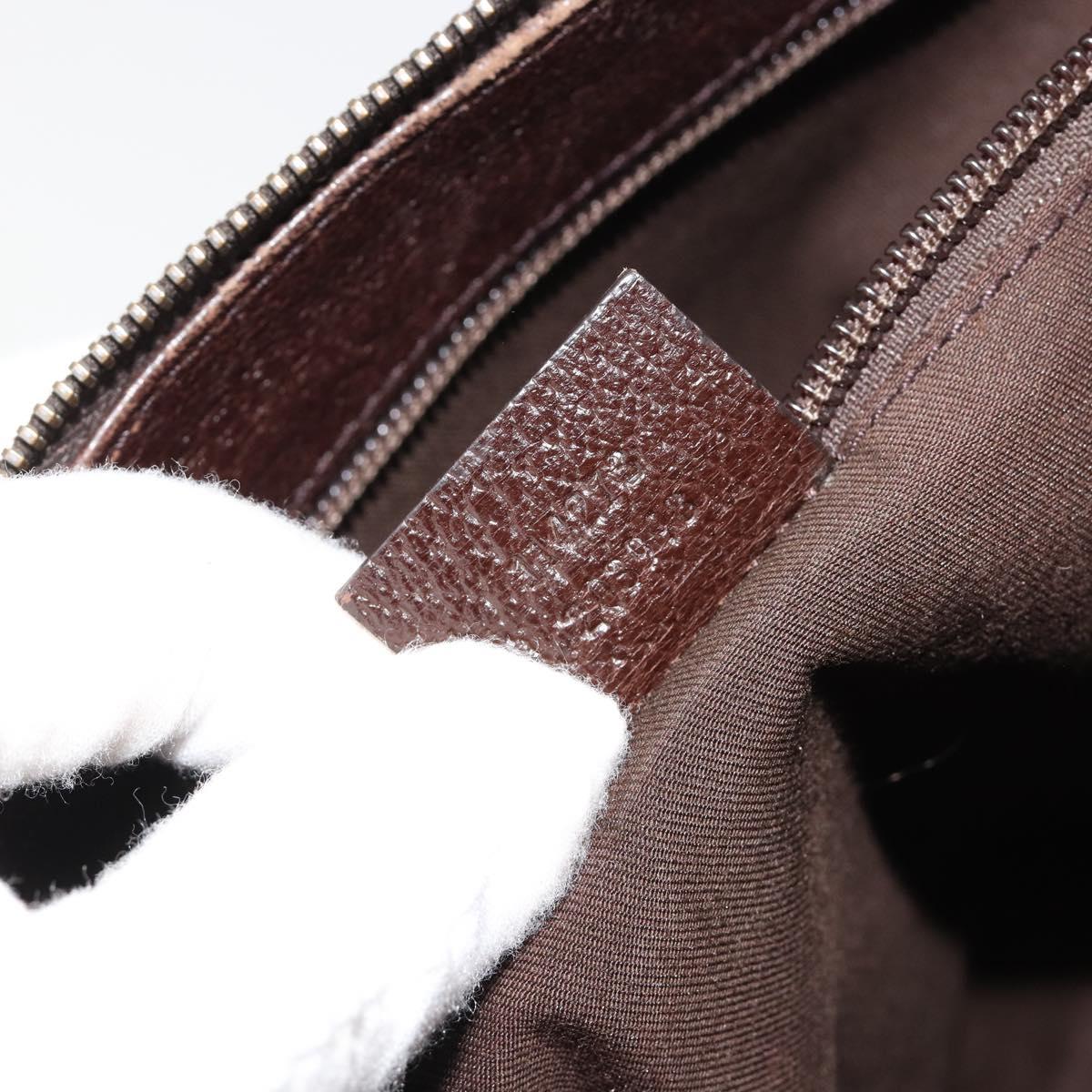 GUCCI GG Canvas Shoulder Bag Brown Silver 114273 Auth ka4581