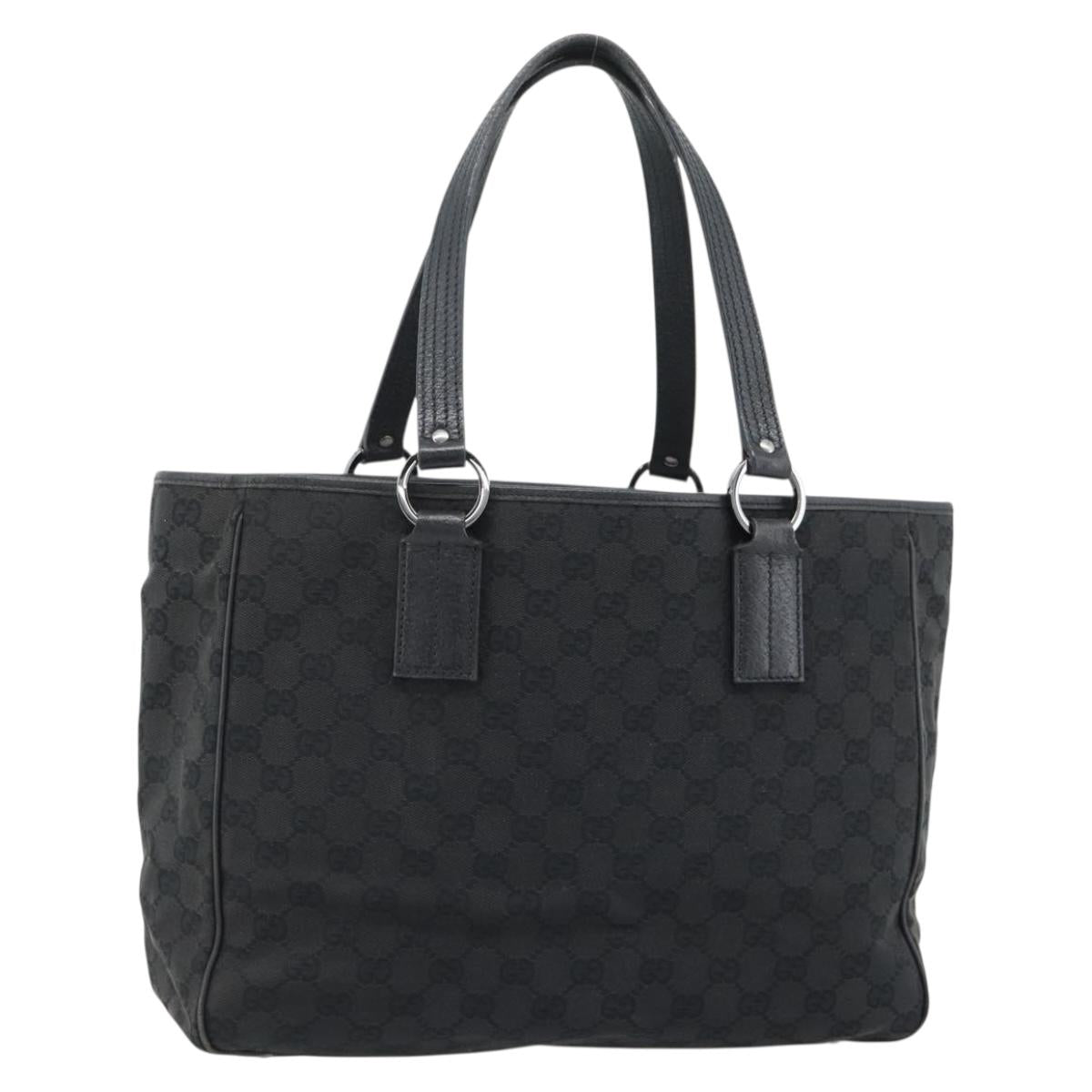 GUCCI GG Canvas Hand Bag Black Silver 113017 Auth ka4582