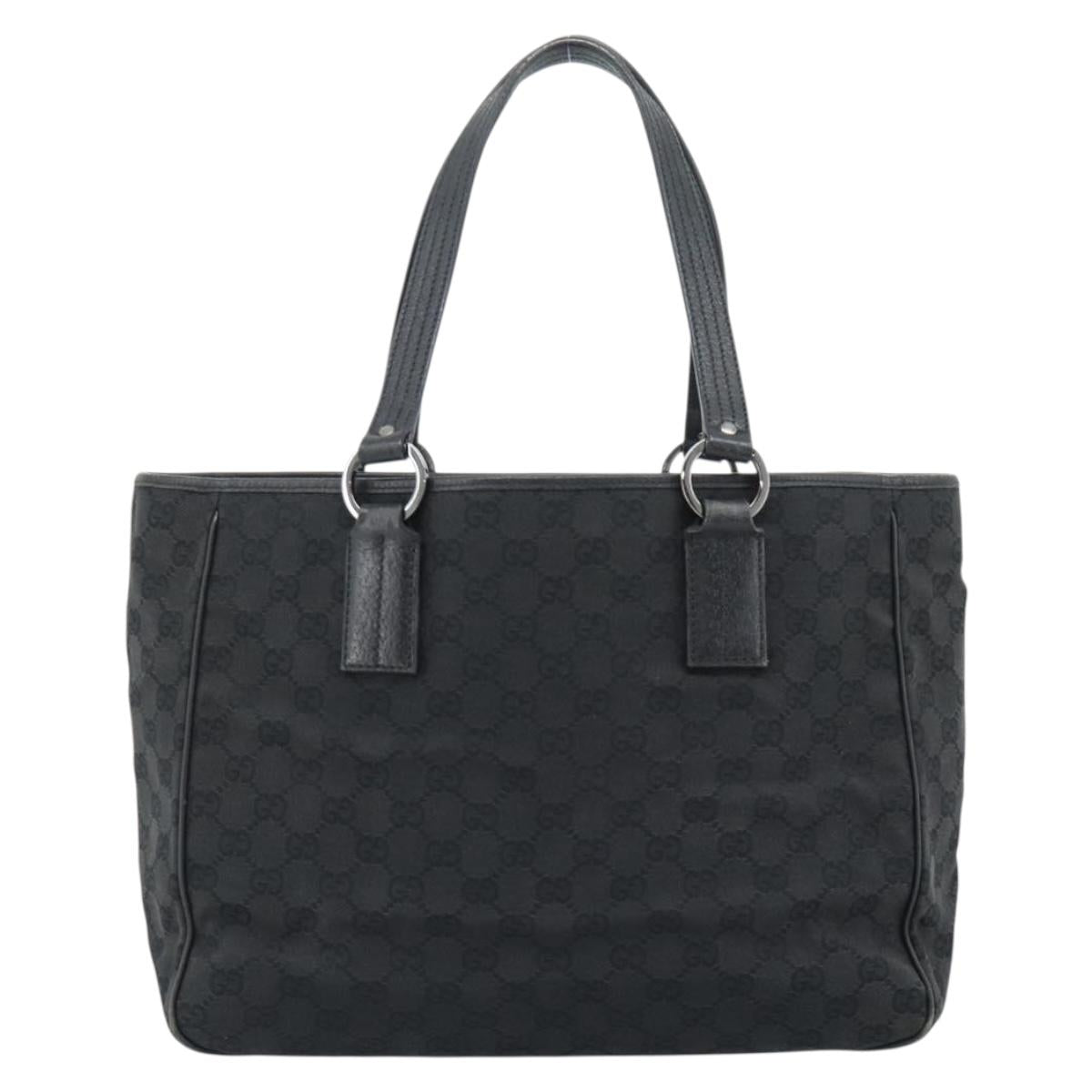 GUCCI GG Canvas Hand Bag Black Silver 113017 Auth ka4582