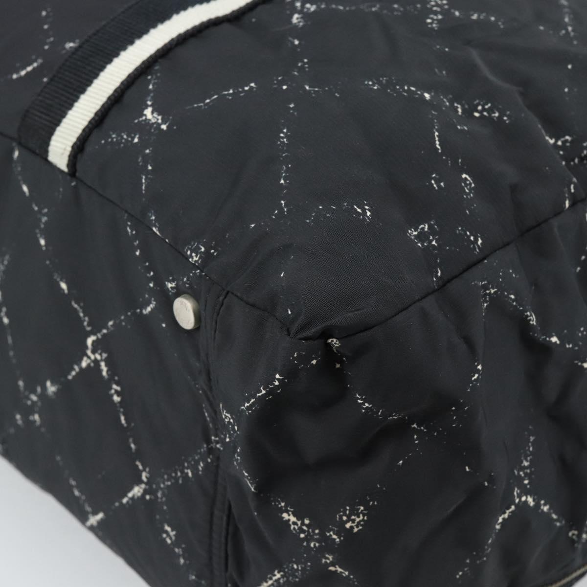 CHANEL New Travel Line Hand Bag Nylon Black Silver CC Auth ka4585A