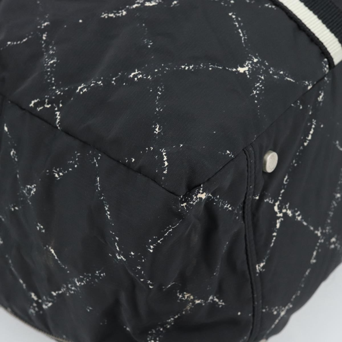 CHANEL New Travel Line Hand Bag Nylon Black Silver CC Auth ka4585A