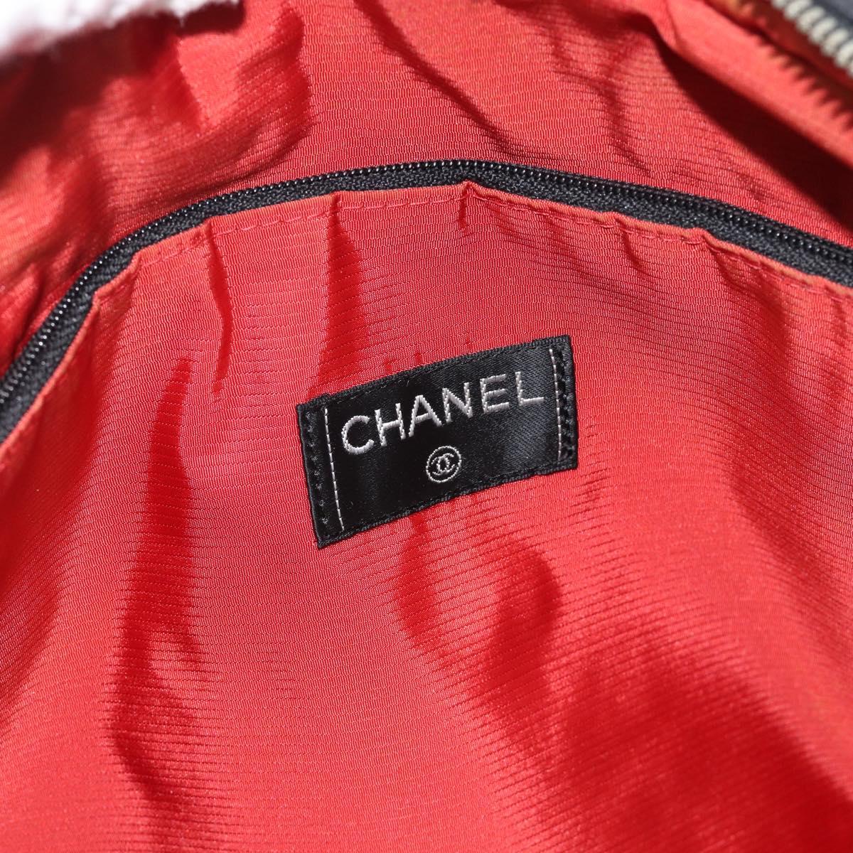 CHANEL New Travel Line Hand Bag Nylon Black Silver CC Auth ka4585A