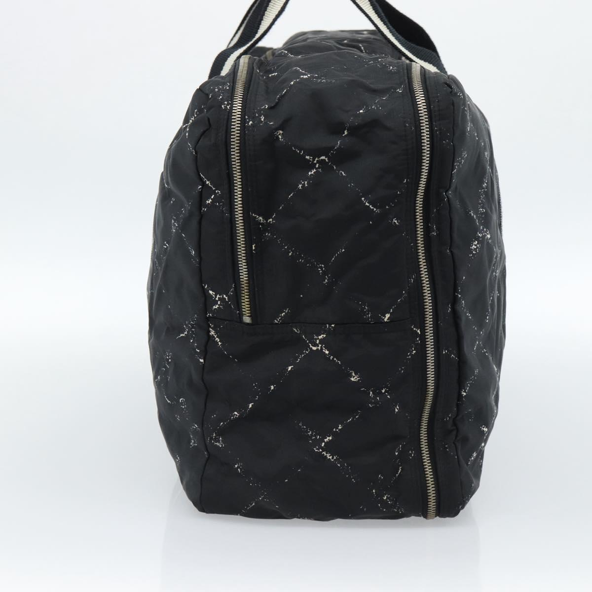 CHANEL New Travel Line Hand Bag Nylon Black Silver CC Auth ka4585A