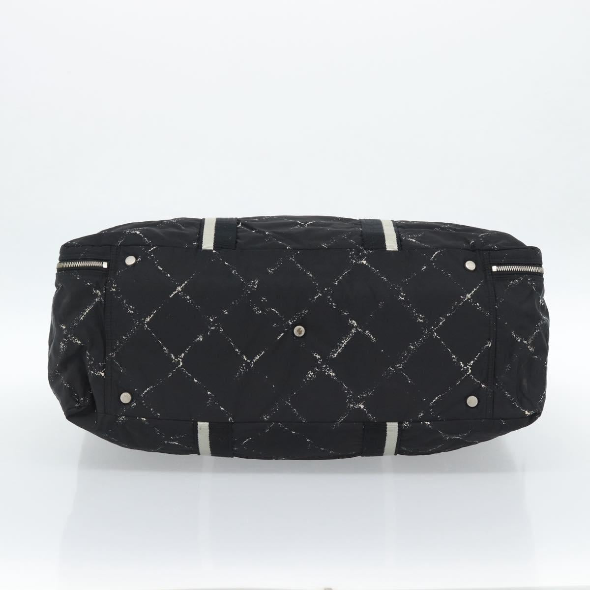 CHANEL New Travel Line Hand Bag Nylon Black Silver CC Auth ka4585A