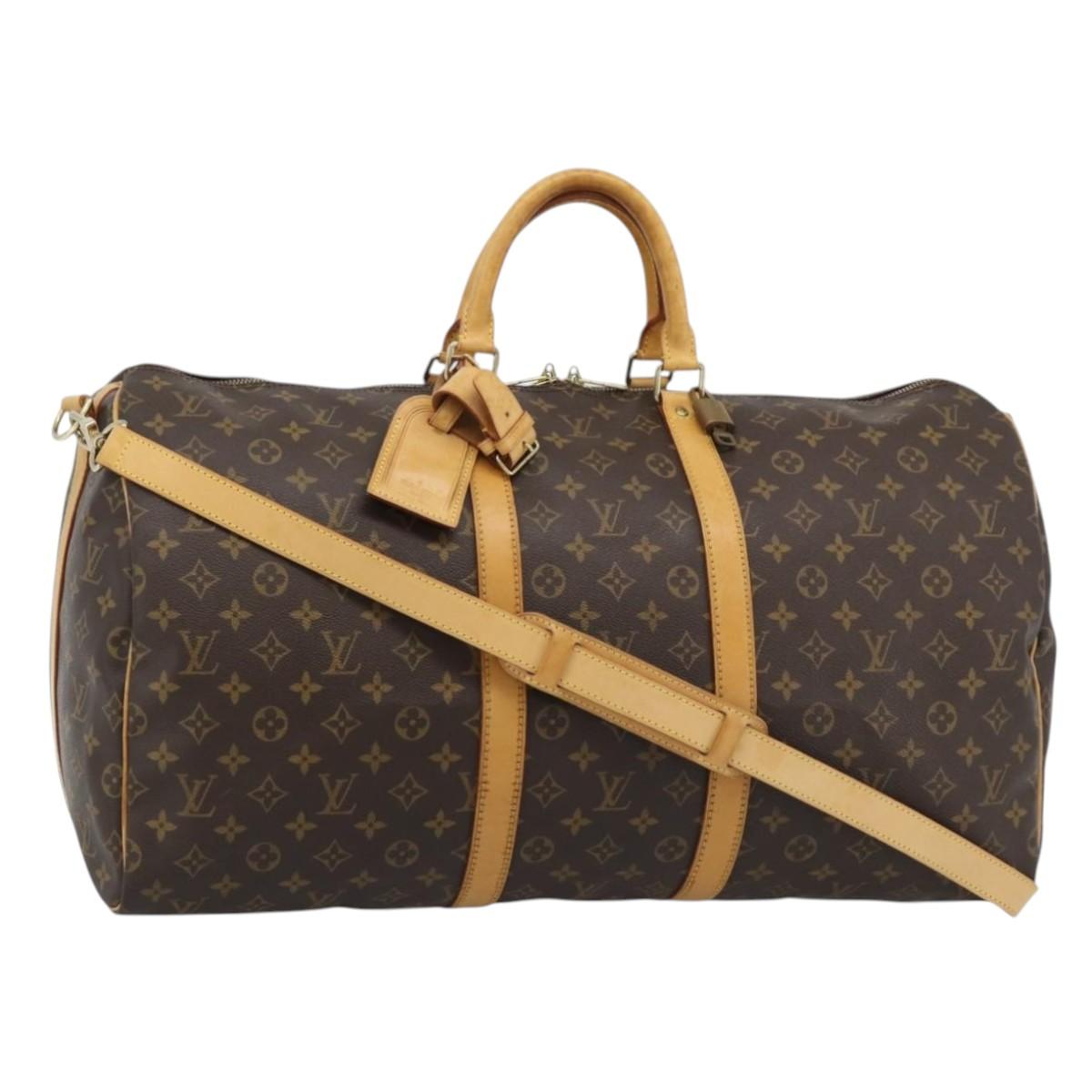 LOUIS VUITTON Monogram Keepall Bandouliere 55 Boston Bag M41414 LV Auth ka4586A