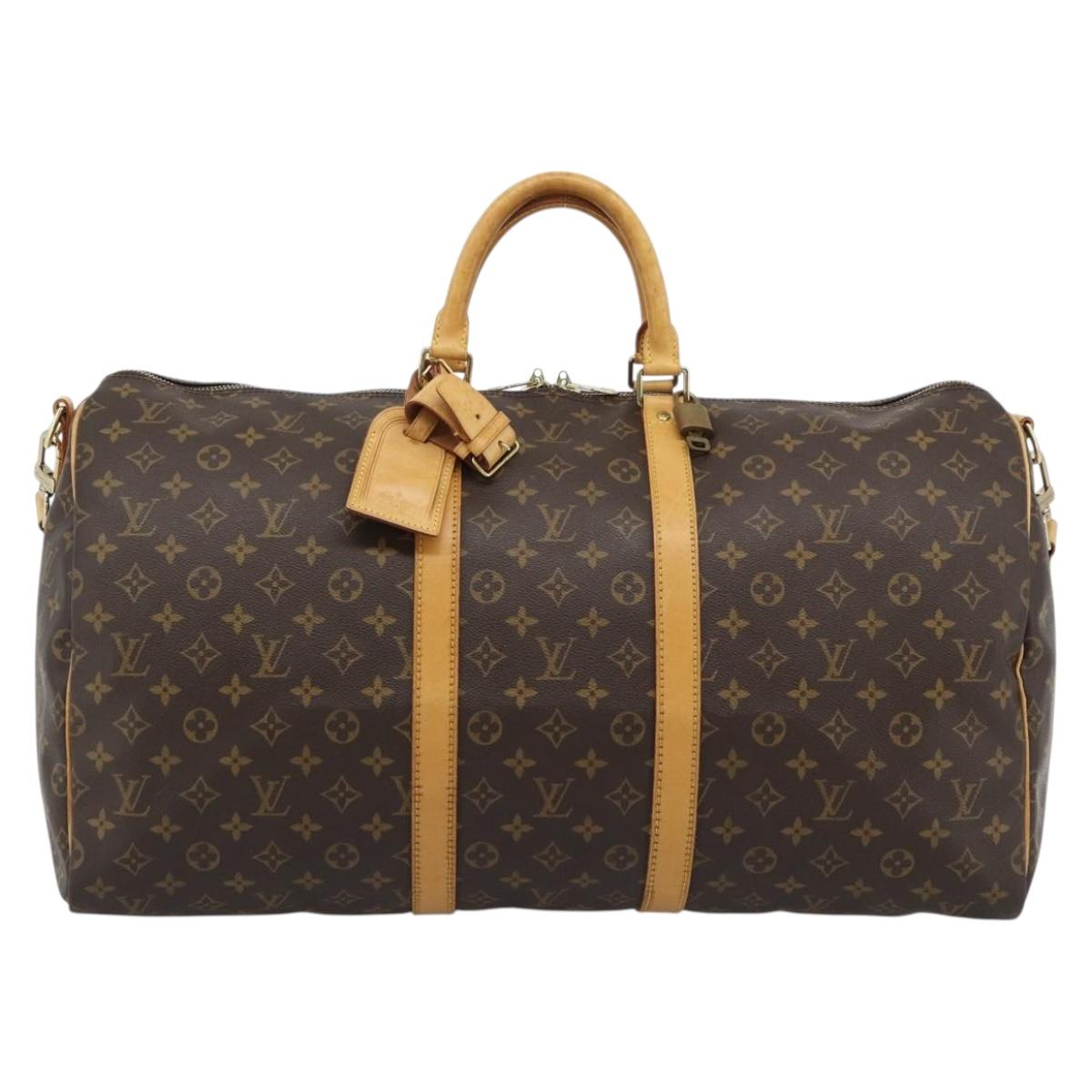 LOUIS VUITTON Monogram Keepall Bandouliere 55 Boston Bag M41414 LV Auth ka4586A