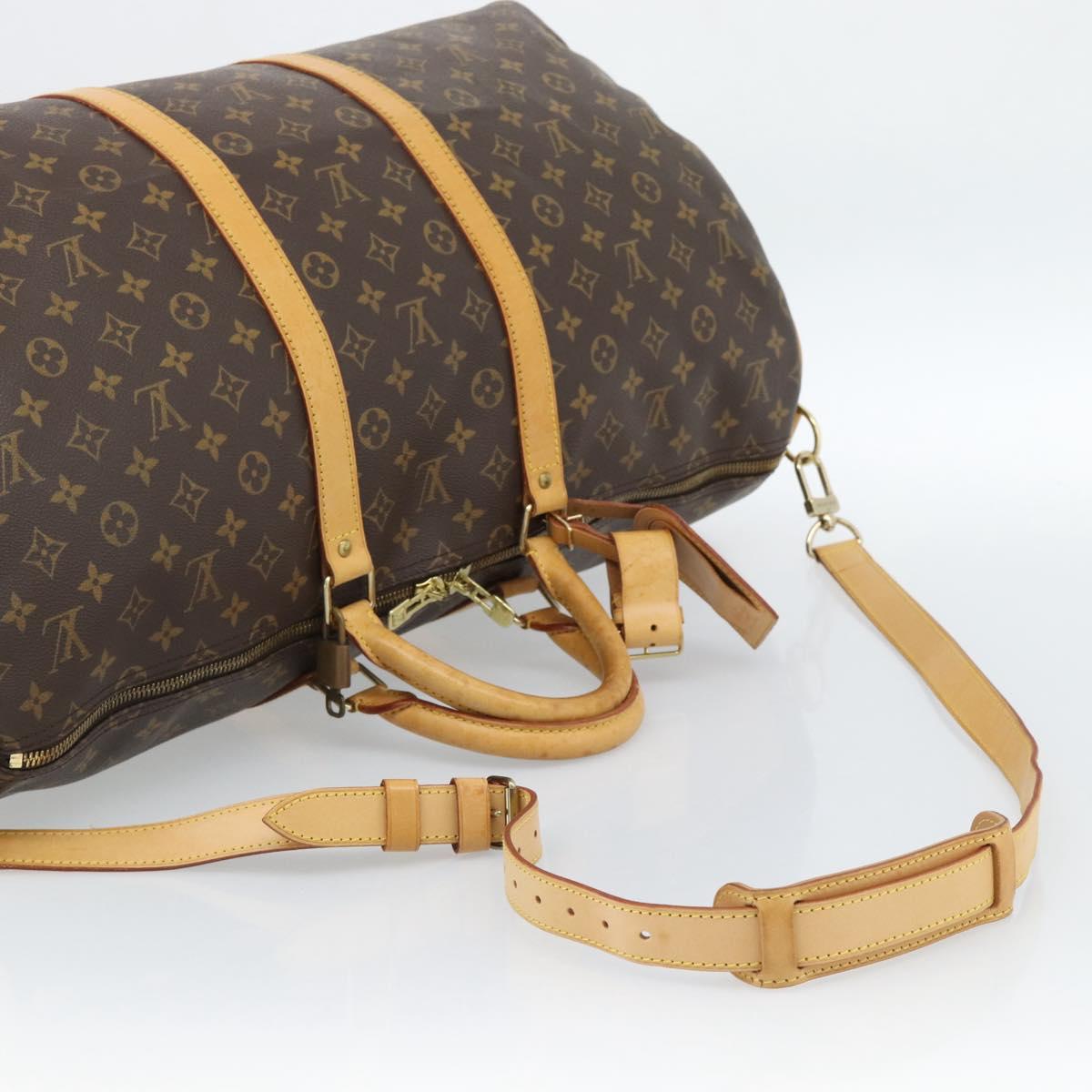 LOUIS VUITTON Monogram Keepall Bandouliere 55 Boston Bag M41414 LV Auth ka4586A