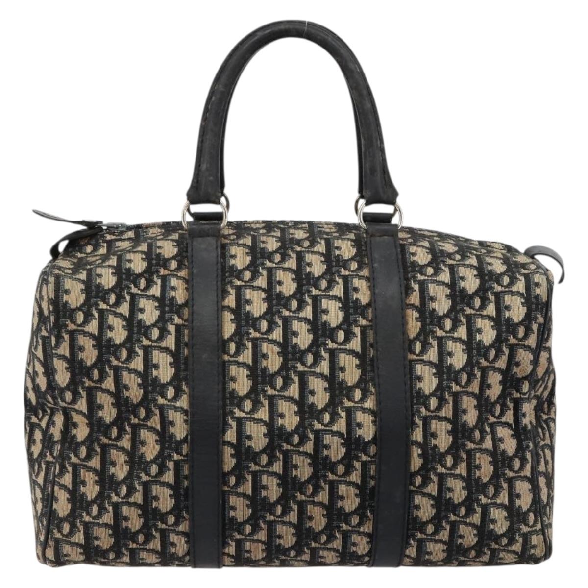 Christian Dior Trotter Canvas Hand Bag Navy Silver Auth ka4588