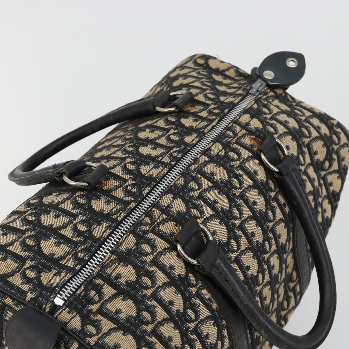 Christian Dior Trotter Canvas Hand Bag Navy Silver Auth ka4588