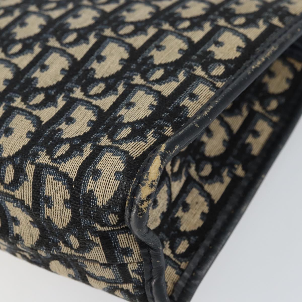 Christian Dior Trotter Canvas Clutch Bag Navy Silver Auth ka459