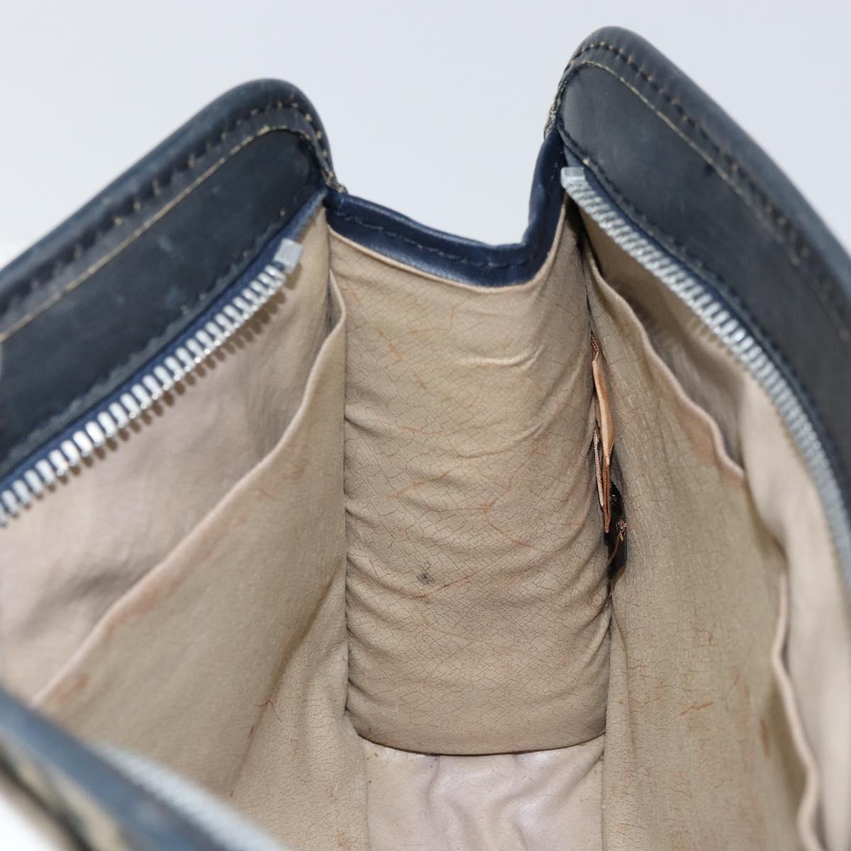 Christian Dior Trotter Canvas Clutch Bag Navy Silver Auth ka459