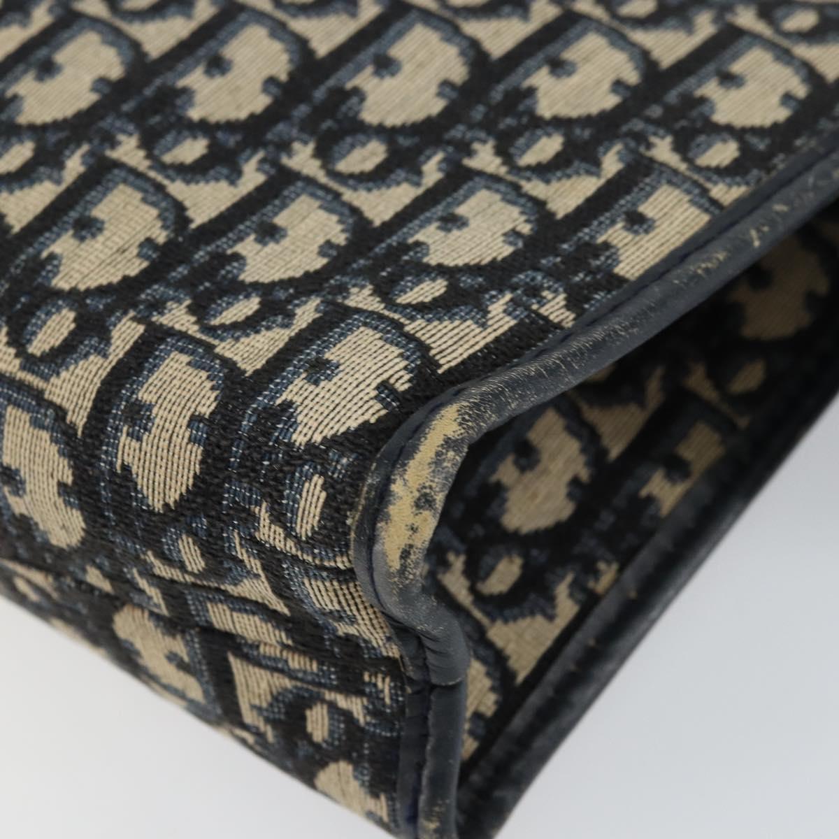 Christian Dior Trotter Canvas Clutch Bag Navy Silver Auth ka459