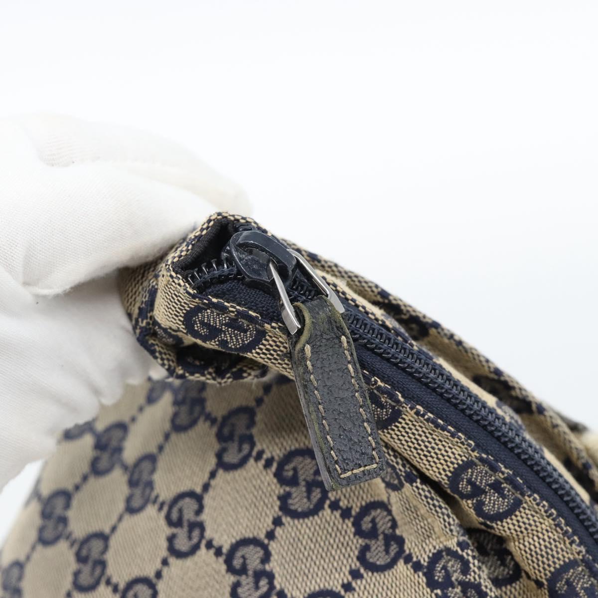GUCCI GG Canvas Sherry Line Hand Bag Navy Silver 131228 Auth ka4590