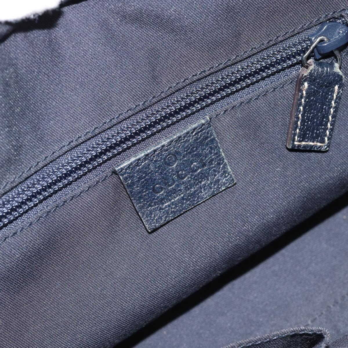 GUCCI GG Canvas Sherry Line Hand Bag Navy Silver 131228 Auth ka4590