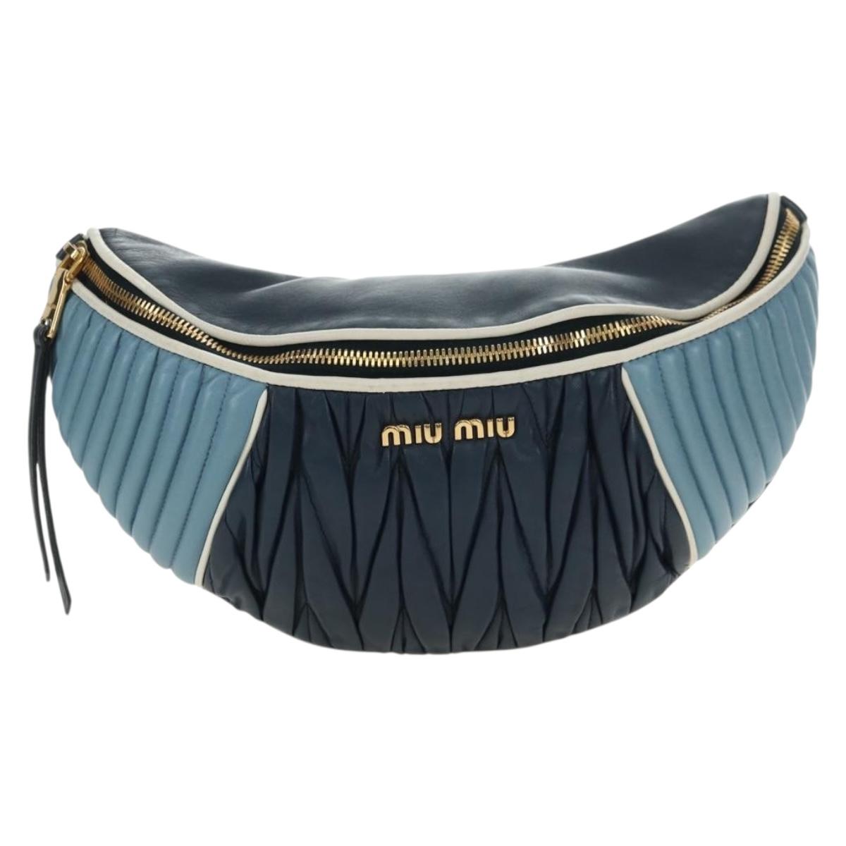 Miu Miu Body Bag Leather Blue Gold Auth ka4593V