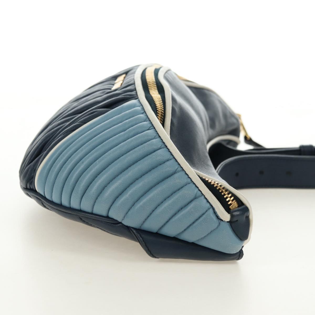 Miu Miu Body Bag Leather Blue Gold Auth ka4593V