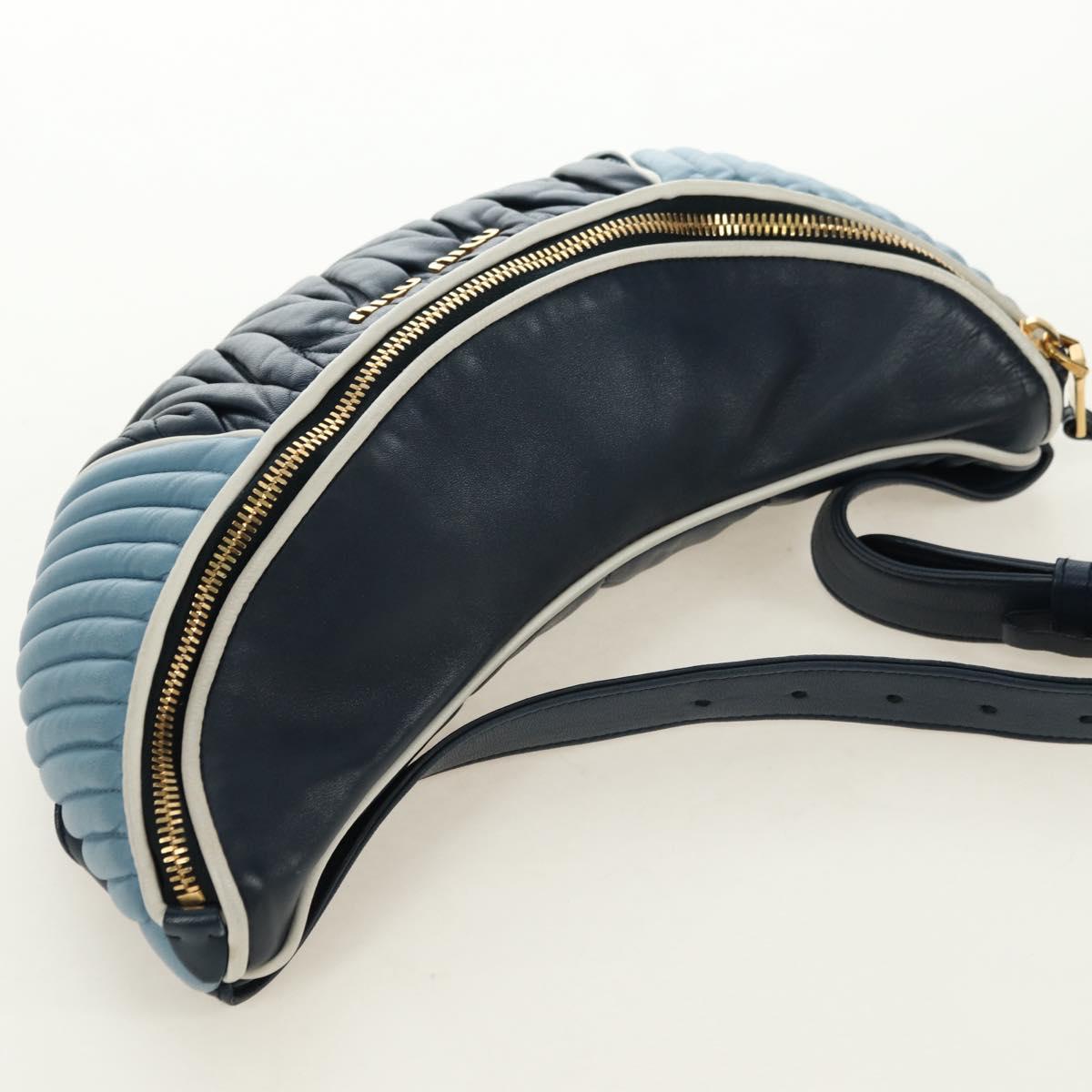 Miu Miu Body Bag Leather Blue Gold Auth ka4593V