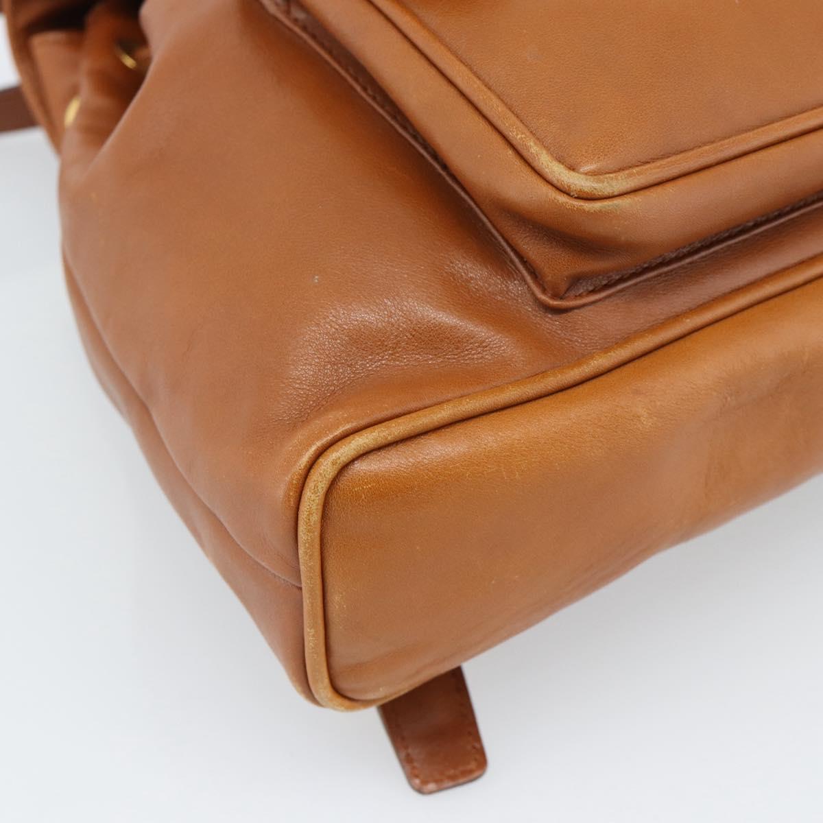 GUCCI Bamboo Backpack Leather Brown Gold Auth ka4595