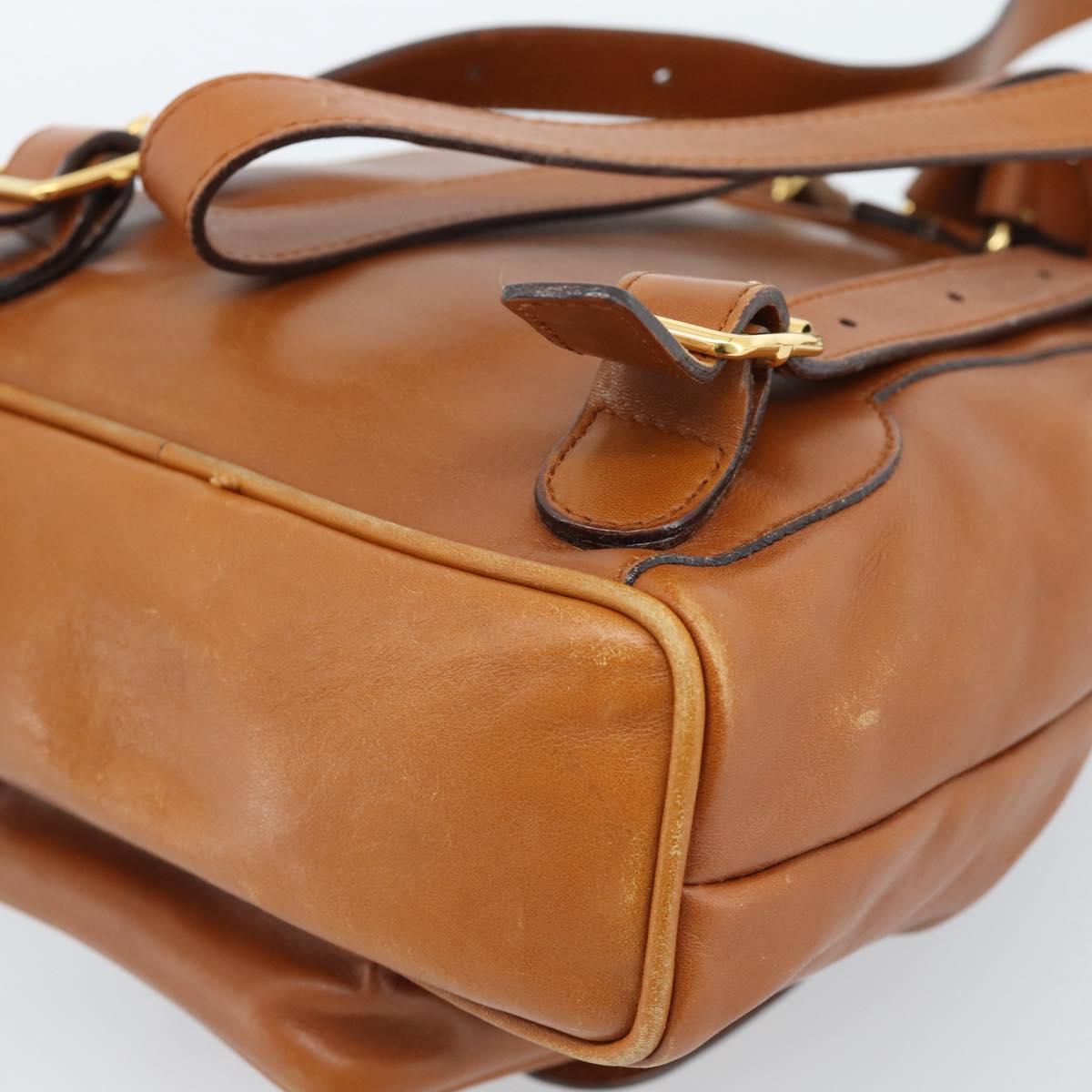 GUCCI Bamboo Backpack Leather Brown Gold Auth ka4595