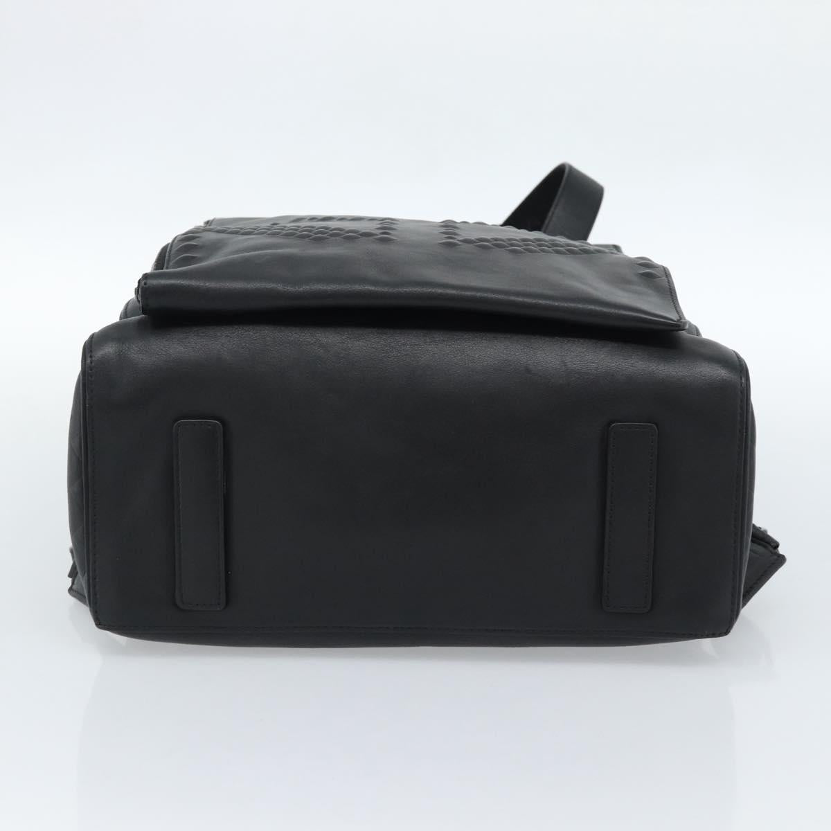 MCM Backpack Leather Black Silver Auth ka4605A