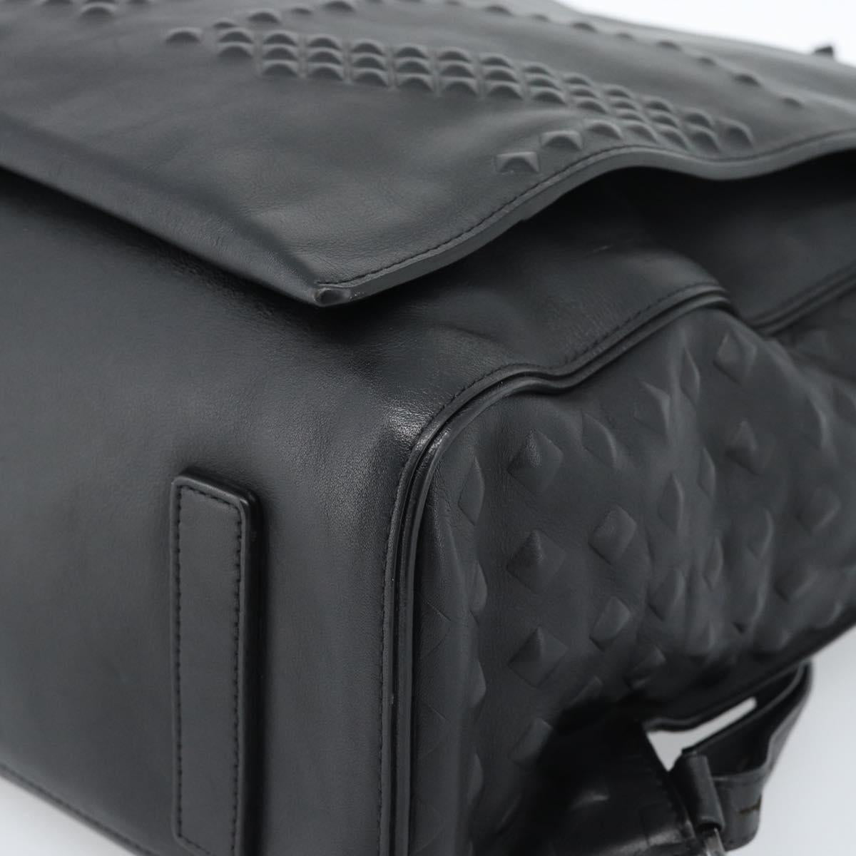 MCM Backpack Leather Black Silver Auth ka4605A