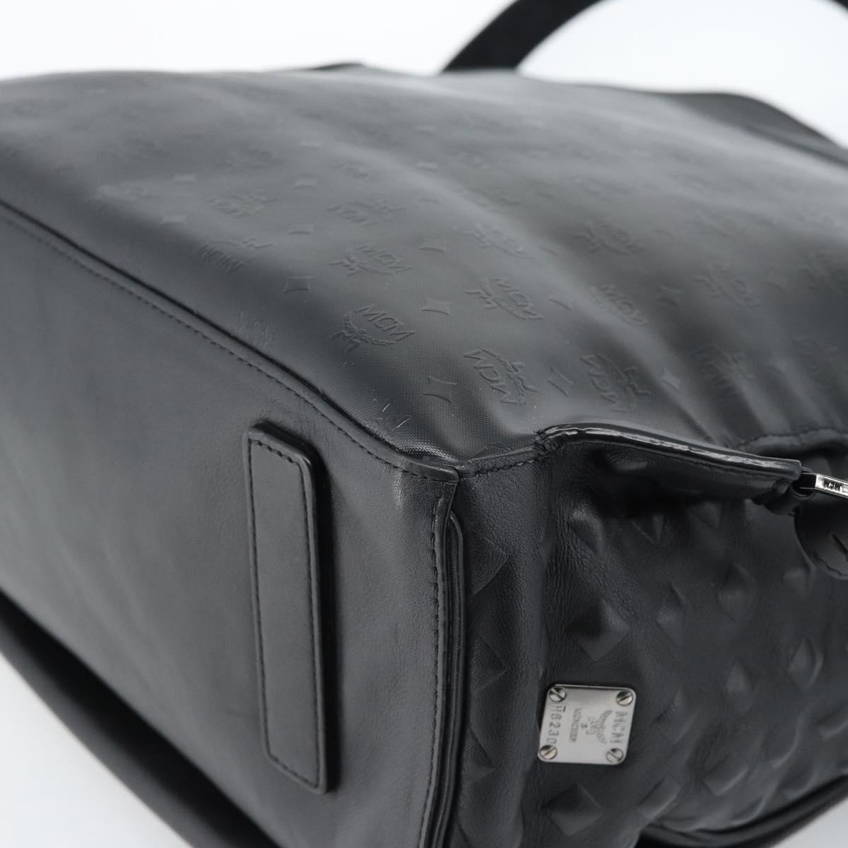 MCM Backpack Leather Black Silver Auth ka4605A