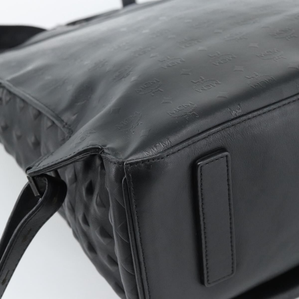 MCM Backpack Leather Black Silver Auth ka4605A
