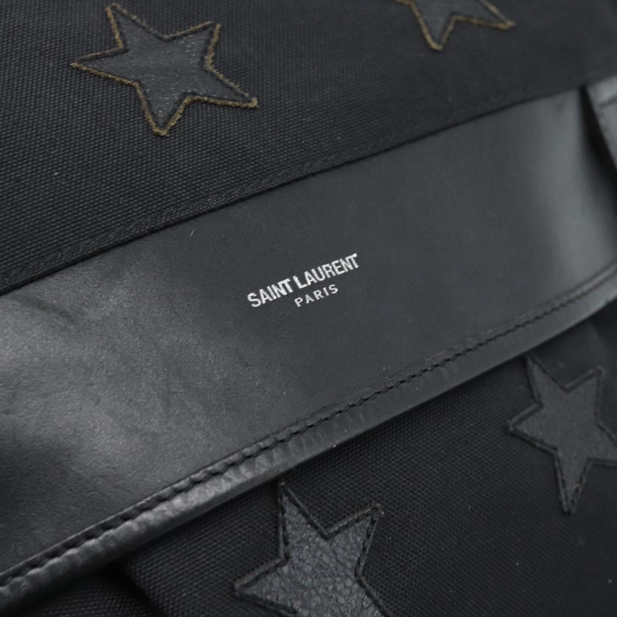 SAINT LAURENT Backpack Canvas Black Silver Auth ka4606A