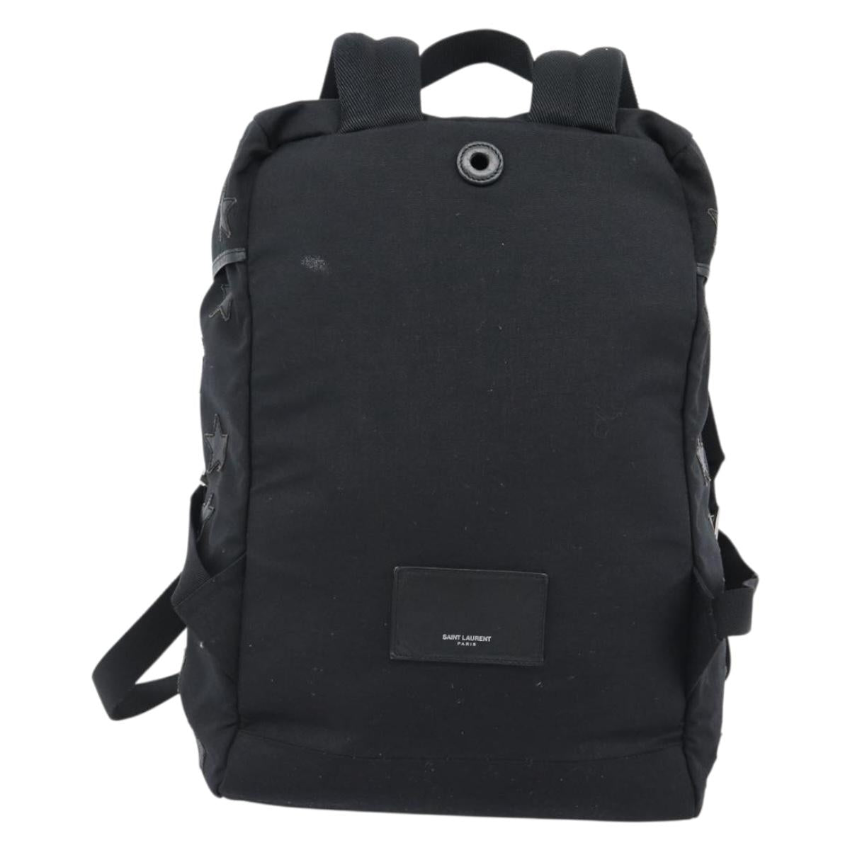 SAINT LAURENT Backpack Canvas Black Silver Auth ka4606A