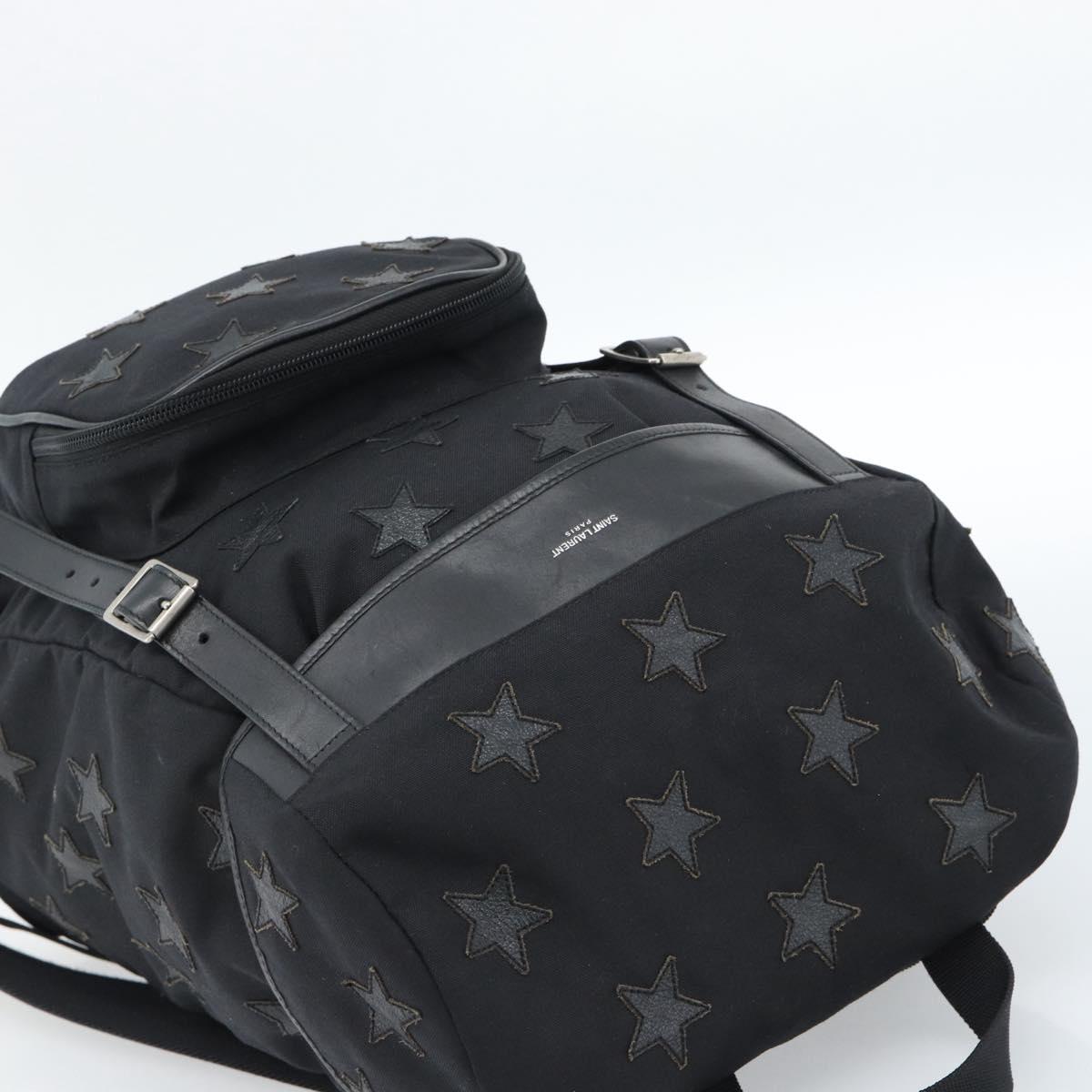 SAINT LAURENT Backpack Canvas Black Silver Auth ka4606A