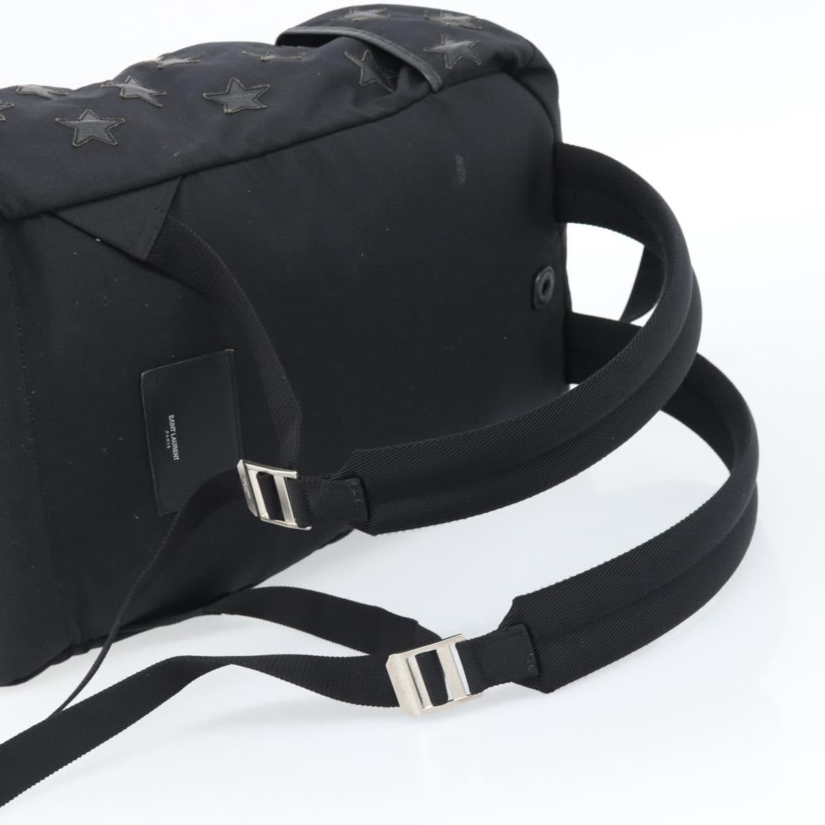 SAINT LAURENT Backpack Canvas Black Silver Auth ka4606A