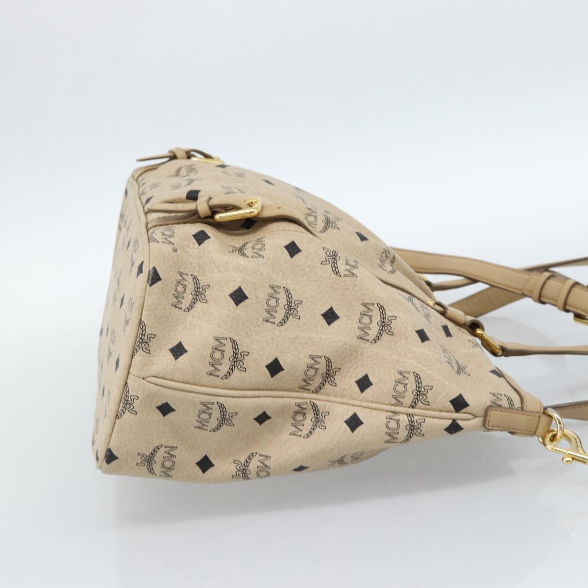 MCM Vicetos Logogram Hand Bag PVC Leather 2way Beige Gold Auth ka4607A