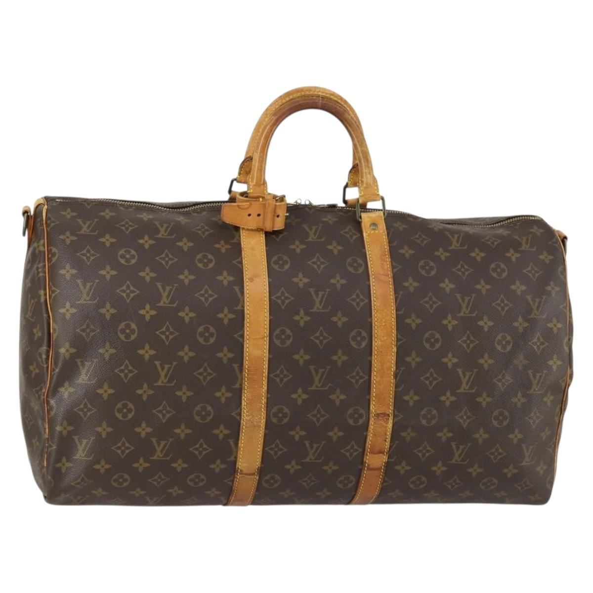 LOUIS VUITTON Monogram Keepall Bandouliere 55 Boston Bag M41414 LV Auth ka461