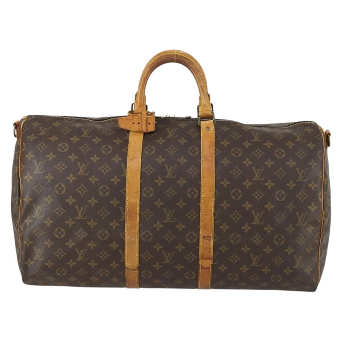 LOUIS VUITTON Monogram Keepall Bandouliere 55 Boston Bag M41414 LV Auth ka461
