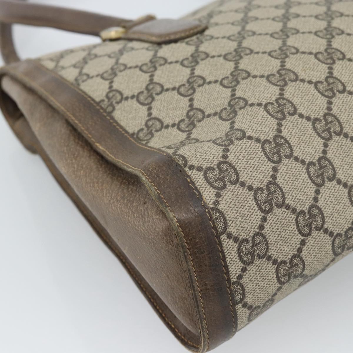 GUCCI GG Supreme Web Sherry Line Hand Bag PVC Brown Gold Auth ka4611